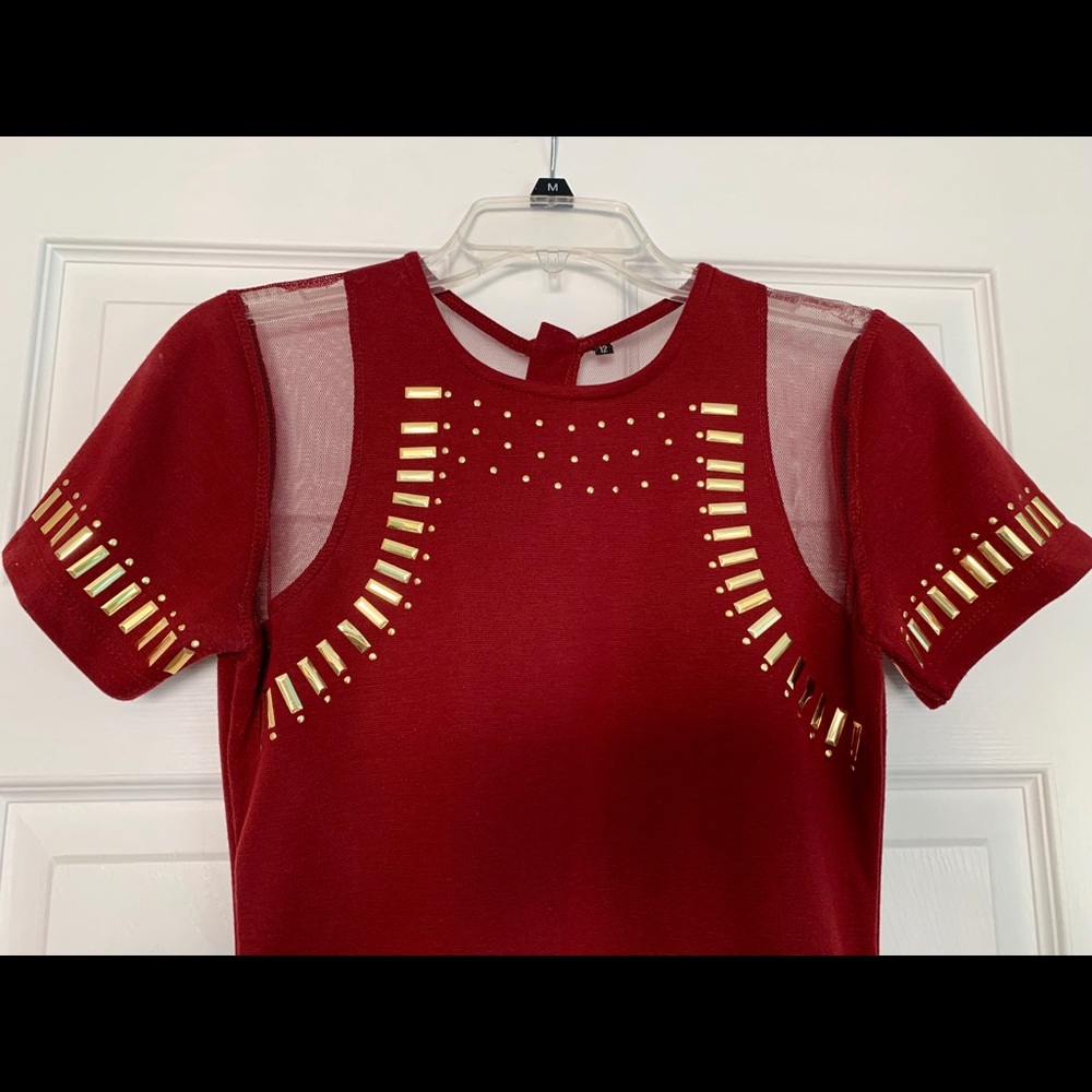 Burgundy Short Sleeved Dress